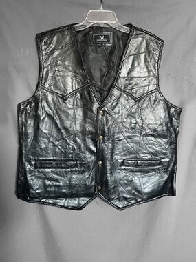 Men’s Black Leather Patchwork Vest